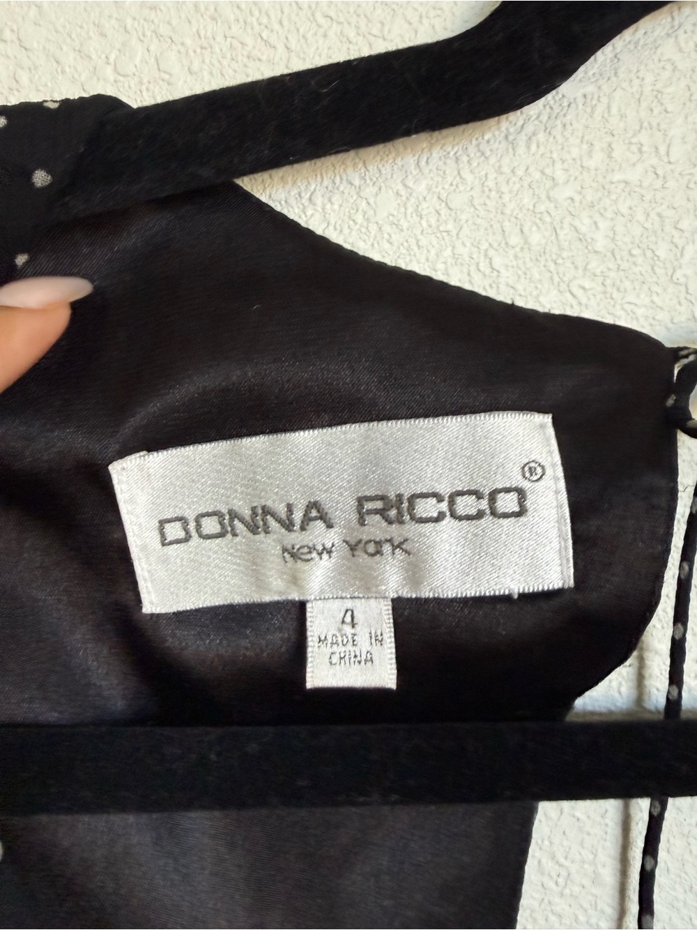Donna Ricco 100% Silk Polka Dot Fit & Flare Midi Dress Black Size 4 - Picture 5 of 13